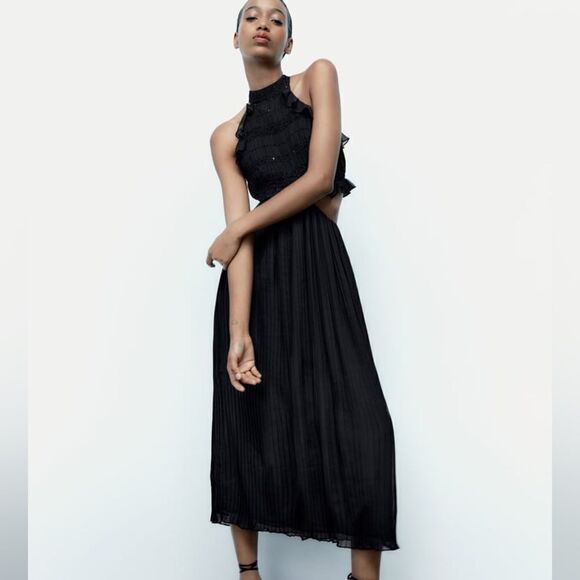 Zara RUFFLED PLEATED DRESS - Picture 11 of 11